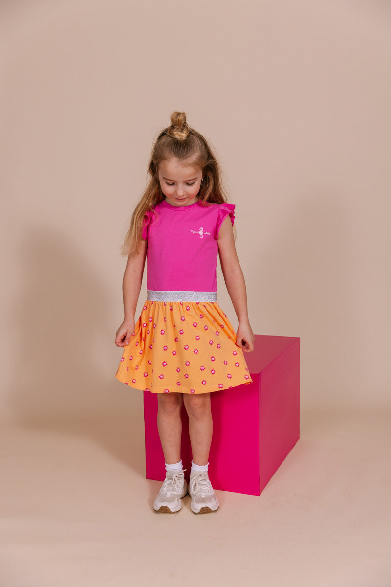 Jurk Oranje | AOP Orange Sketch