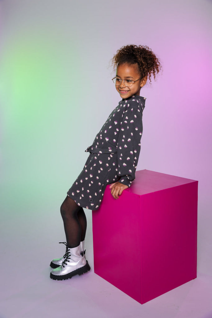 Jurk zwart | AOP Black Animal Dress