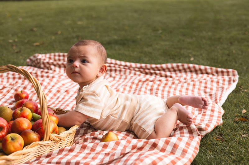 Broek Beige gestreept | AOP Sand Stripe
